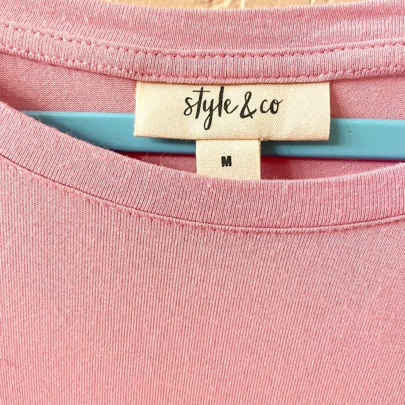 NWOT- Style & Company size M pink crewneck twist front top - Picture 3 of 5